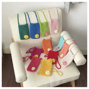 Handgemachte Häkeln Tasche, süße hohle Strick Handytasche, leichtere Sommer Umhängetasche für Damen