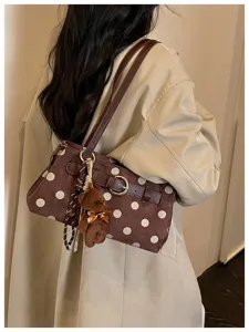 Sac a main baguette marron a pois tendance coreenne pour femme mode ete style minimalist