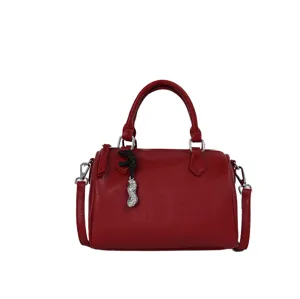 Sac Boston en Cuir PU Rouge Femme Sac à Main Bandoulière Élégant Poignée supérieure Chic