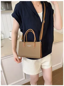 Koreanische Vintage Damen kleine quadratische Umhängetasche, lässige PU Leder Tasche.
