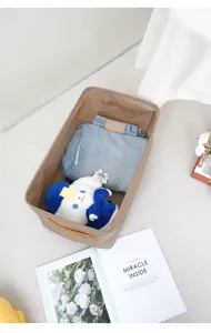 Thickened fabric storage basket for wardrobe organization, foldable clothes and pants organizer.