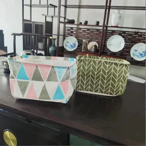 Panier de rangement en tissu coton lin pliable boîte organisateur jouet pour la maison