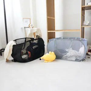 Portable Foldable Laundry Basket Large Capacity Mesh Laundry Hamper Breathable Clothes Storage Organizer For Bathroom Bedroom