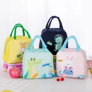 Cute Cartoon Insulated Lunch Bag Oxford Cloth Thermal Lunch Box Container Portable Storage Bag For Student Kids
