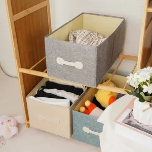 Scatola di Immagazzinaggio in Tessuto Pieghevole Grande Capacità Contenitore in Lino Con Maniglie Organizer Per Armadio Vestiti Giocattoli