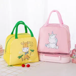 Cute cartoon insulated lunch bag, thick aluminum foil thermal food storage handbag for students