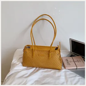 Bolso de hombro tejido amarillo detalle, bolso casual de mujer para verano moda estilo