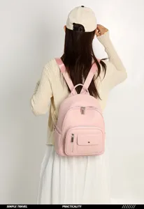 Donna rosa pelle zaino viaggio tempo libero scuola libro borsa semplice moda lavoro