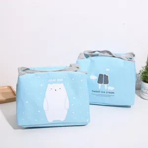Portable Oxford Cloth Thermal Insulation Lunch Bag Cute Cartoon Animal Print Small Bento Box Tote Bag For Office School Women Kids