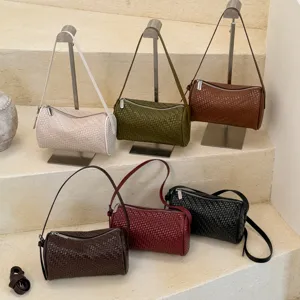 Frauen lässige gewebte zylindrische Umhängetasche stylische Alltagstasche in vielen Farben