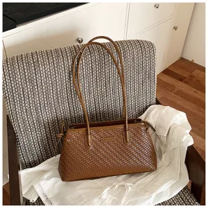 Bolso de hombro tejido de gran capacidad para mujer, diseño de verano, elegante.