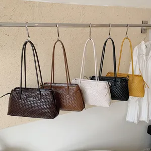 Bolso de hombro tejido de gran capacidad para mujer verano casual moda bolso de mano chic