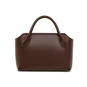 Brown retro boston handbag top handle commuter bag stylish women casual shoulder bag