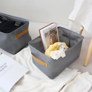 Thickened fabric storage basket for wardrobe clothes organization, durable home storage bin.