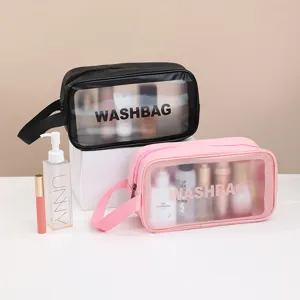Trousse de Maquillage Imperméable en PVC Portable Organisateur de Toilette Transparent Sac de Rangement de Maquillage à Main Pour Femmes