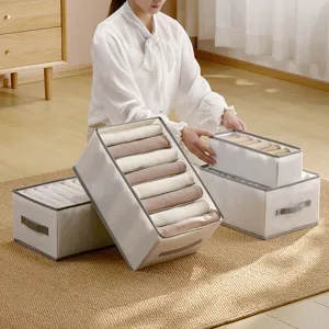 Caja de almacenamiento plegable para ropa organizador de cajones multi-rejilla para vaqueros