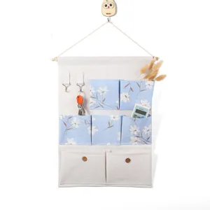Katoen linnen hangende opbergtas met 7 zakken, multifunctionele stoffen wandorganizer voor thuis.