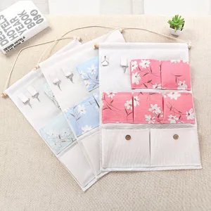 Baumwolle Linnen Hängende Aufbewahrungstasche Wandmontiert Tür Organizer Multi-Tasche Zuhause Organizer