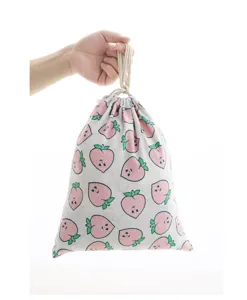Bolsa de almacenamiento de tela con lindo diseño de melocotón para objetos pequeños y cosméticos.