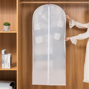 Translucent garment cover dust proof clothes bag for wardrobe hanging storage protector.