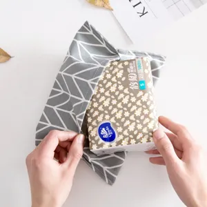 Japanese plaid cotton linen tissue bag, stylish grey geometric fabric tissue cover for home car.