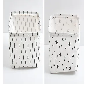 Cotton linen desktop storage basket waterproof fabric organizer box for sundries and cosmetics