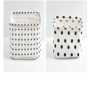 Cotton linen desktop storage basket fabric organizer for cosmetics and sundries clean design