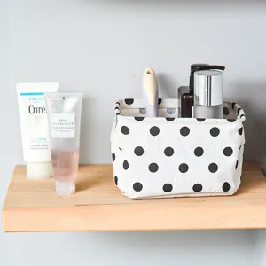 Cotton Linen Desktop Storage Basket Waterproof Foldable Storage Box Sundries Organizer For Home Office Makeup
