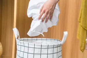 Faltbarer Gitter-Waeschekorb, Stoff-Aufbewahrungsbox fuer Kleidung und Heimorganisation Detail.