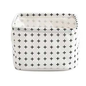 Cotton linen desktop storage basket fabric organizer box for cosmetics and sundries clean design