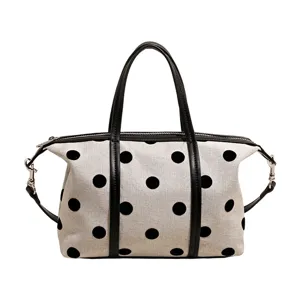 Bolso tote de lona con lunares para mujer gran capacidad elegante bolso de hombro