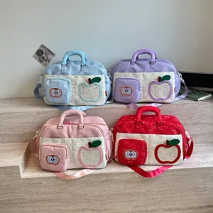 Casual travel duffle bag large capacity stylish crossbody bag with cute apple design 4 colors