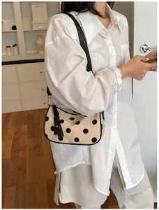 Chique polka dot schoudertas trendy canvas hobo handtas voor dames in dagelijkse stijl