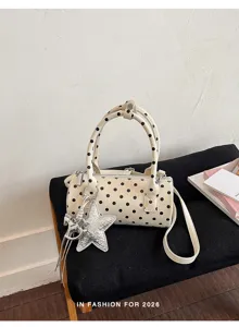 Sac à bandoulière cylindrique à pois chic avec charm étoile sac à main tendance élégant