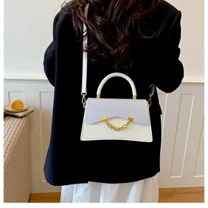 Stylish minimalist small square bag with glitter flap and chic gold chain, elegant daily use.