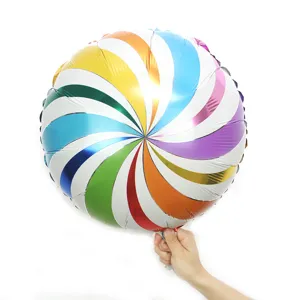 Colorful Lollipop Star Aluminum Foil Balloon Round Candy Helium Balloons For Birthday Party Decoration