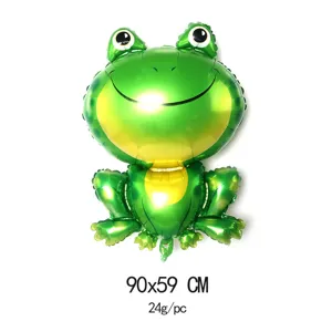 Detailed view of the large 90x59cm frog foil balloon, perfect for festive party decors.