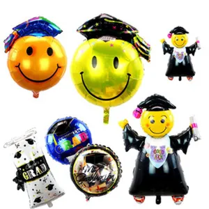 Abschluss Ballon Set, Smiley Folienballons und Doktorhut Party Dekoration für Feiern.