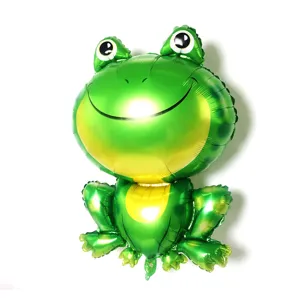 Large green frog foil balloon for kids birthday party celebration and event decoration