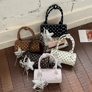 Sac à main cylindrique à pois d'été avec charme d'étoile, sac à bandoulière design de niche