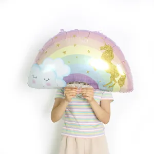 Rainbow Unicorn Foil Balloon for Kids Birthday Party Decoration Cute Cloud Shaped Balloon