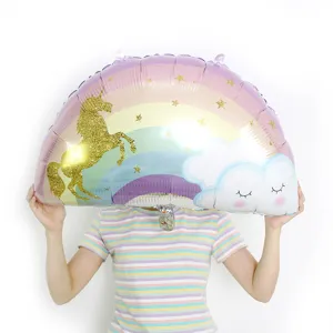 Unicorn rainbow foil balloon for children birthday party decoration, cute unicorn design.