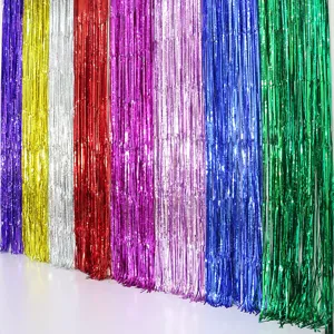 Colorful foil fringe curtains tinsel backdrop for birthday party wedding decorations 2m