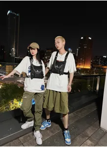 Streetwear taktische Brusttasche für Damen und Herren, Hip-Hop funktionale Weste.
