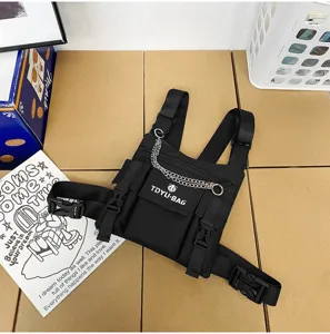 Herren Taktische Brusttasche Streetwear Hip Hop Weste Tasche Multifunktion Detail Ansicht