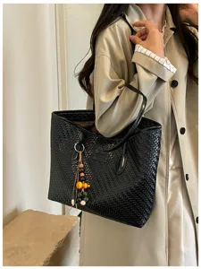 Sac cabas tissé élégant pour femme grande capacité mode été sac à main fourre-tout