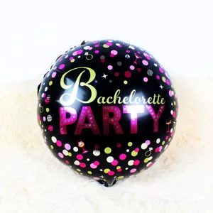 18 Zoll Junggesellenabschied Runde Aluminiumfolie Ballon Schwarz Rosa Polka Dot Party Deko