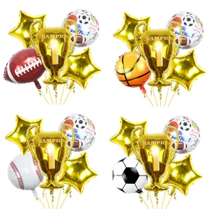 Ensemble de Ballons Thème Sport Trophée Ballons en Feuille d'Aluminium Football Basketball Décorations de Fête Anniversaire