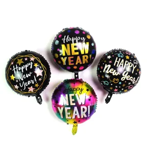 18-inch round Happy New Year foil balloons set, perfect for holiday party and home decor.