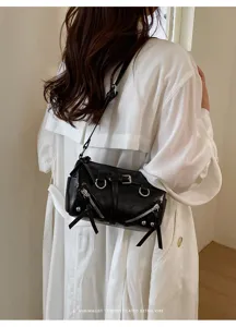 Zwarte chique retro cilinder schoudertas voor dames, stijlvolle forenzen handtas.